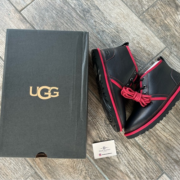 Brand New UGG Neumel Leather Men’s Boots “Black/Red” - Picture 8 of 11